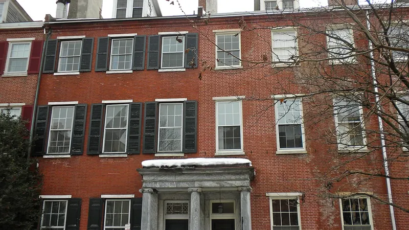 Row of 19th-century brick townhouses